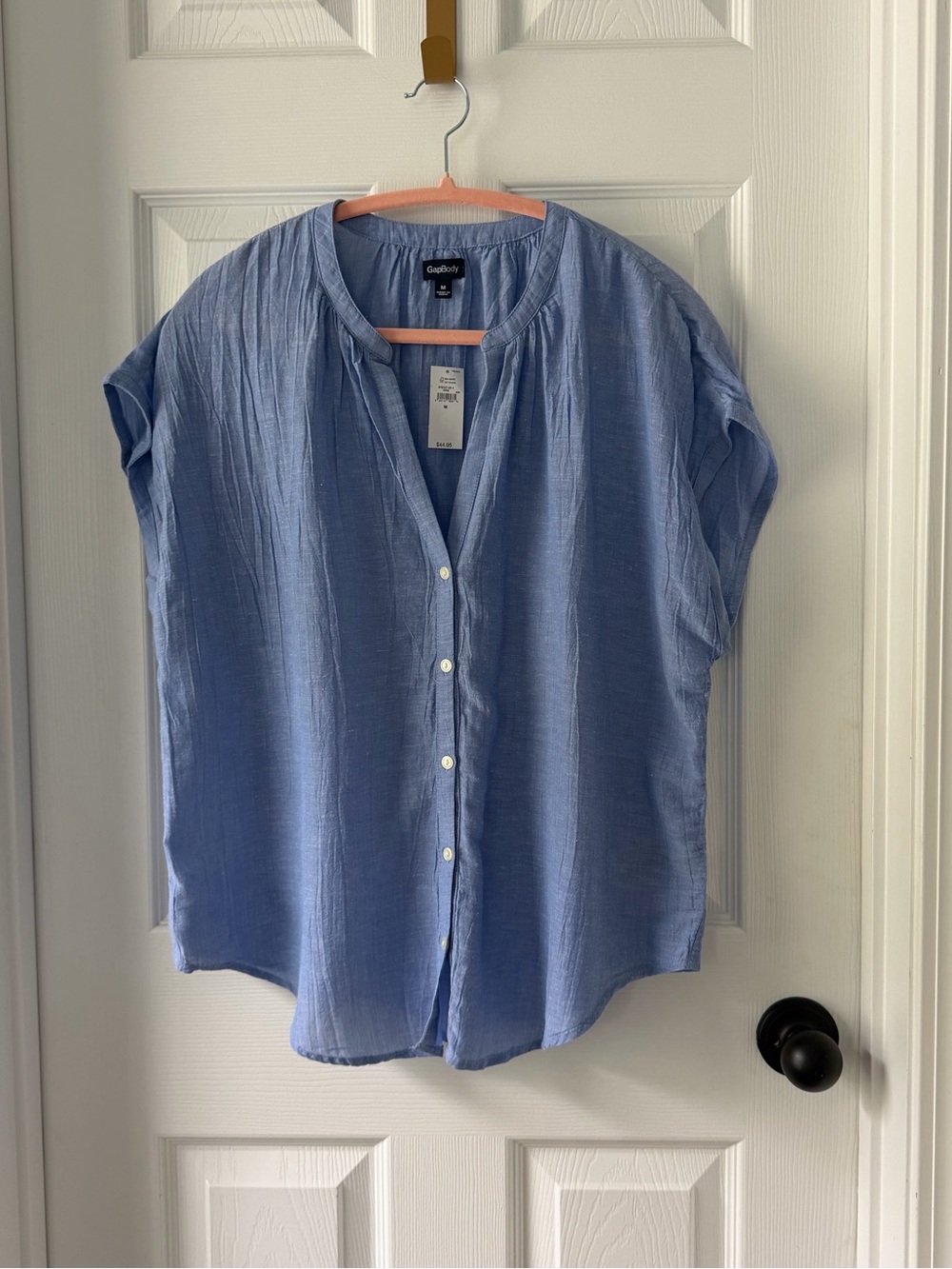 NWT - Gap Crinkle Gauze Dolman PJ Set - Top & Bottom sz M - linen blend Chambray - Picture 3 of 15
